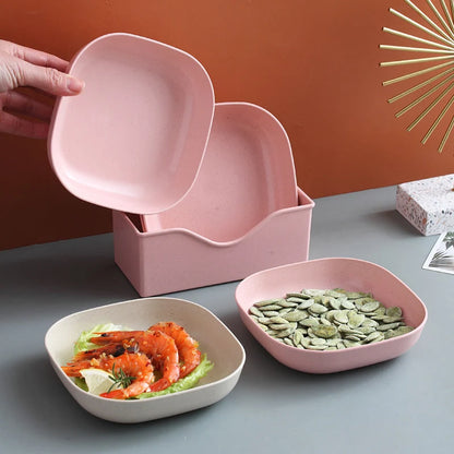 10Pcs Plastic Plates With Stand