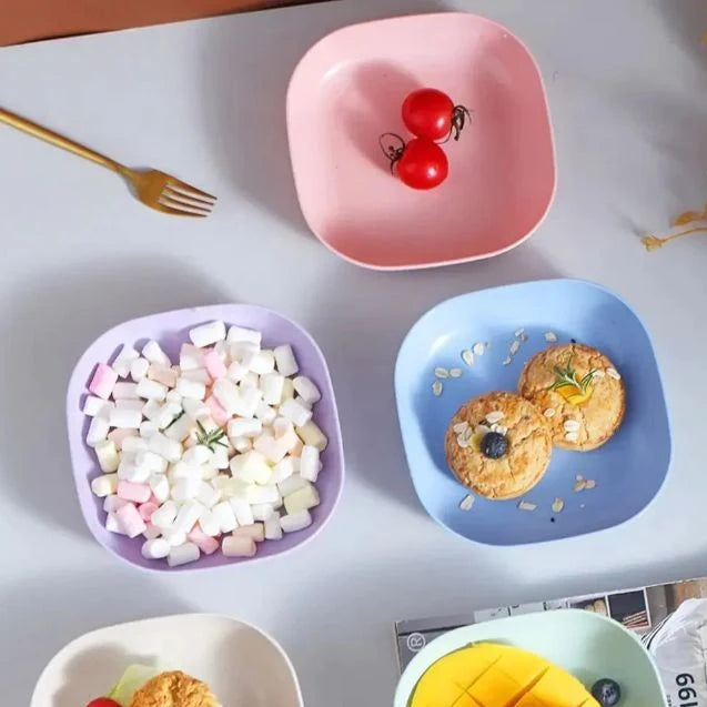 10Pcs Plastic Plates With Stand