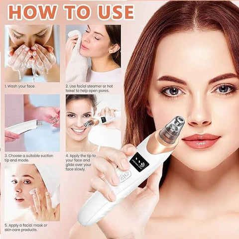 Multifunctional Electric Blackhead Remover & Pore Cleaner – 4 Interchangeable Heads