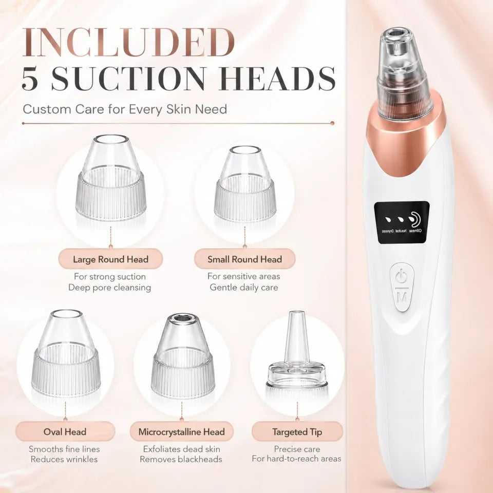 Multifunctional Electric Blackhead Remover & Pore Cleaner – 4 Interchangeable Heads
